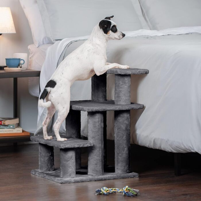 Сходи для домашніх тварин Furhaven Steady Paws, 3 сходинки, сірі, для високих ліжок і диванів