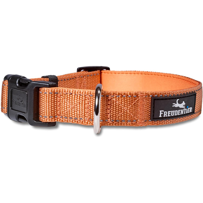 Нашийник для собак Freudentier: м'який, з неопрену, світловідбиваючий, міцний (Sunset Orange, 35-50 см)