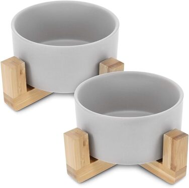 Набір мисок для котів та собак Navaris (2 шт) - серія Babus, сірий