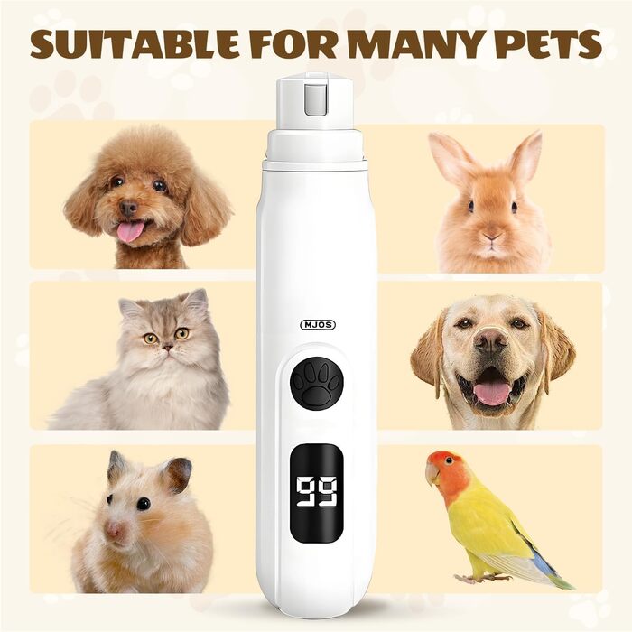 Електричний точилка для кігтів собак та котів, 3 швидкості, тиха робота, для великих, середніх та маленьких порід