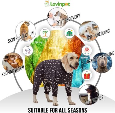 Піжама для собак великих порід LovinPet, легкий пуловер з астронавтським принтом, повне покриття, для пітбулів, розмір L