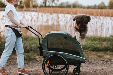 Причіп для велосипеда для собак до 40 кг Active ONE 2в1, пружинний, зелений