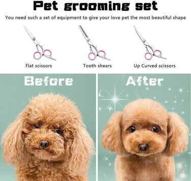 Набір для стрижки тварин QUNINE: професійний набір для грумінгу, включає ножиці та тример, нержавіюча сталь, 17.8 см