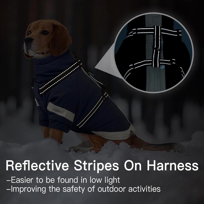 Зимовий теплий куртка для собак з інтегрованим повідком, водонепроникний, з відбиваючими елементами, для холодної погоди та снігу, рожевий/темно-синій, XS/XXL