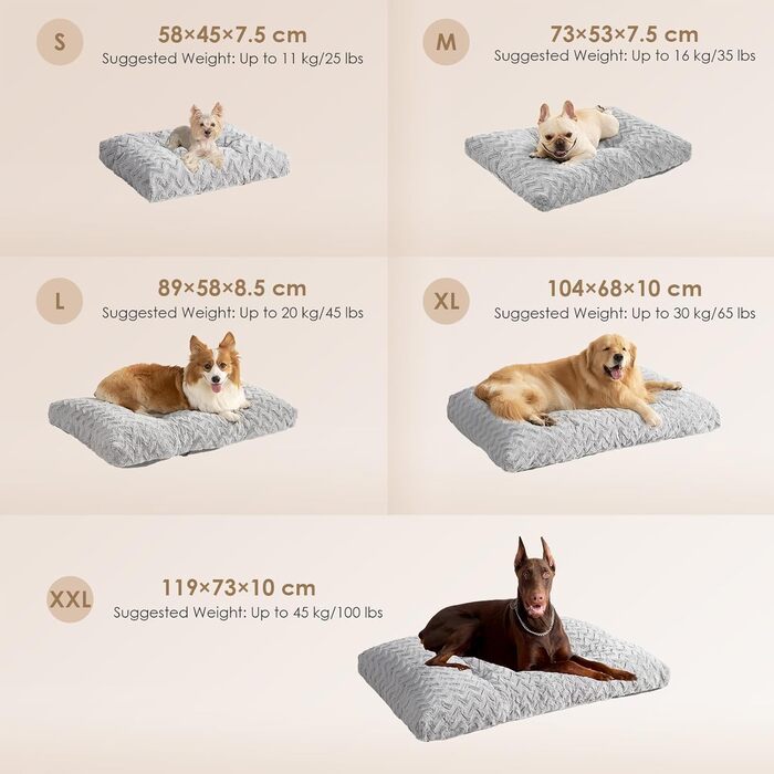 Килимок для собак великих порід, 104x68 см, XL, з штучним хутром та льоном, сірий, 104 x 68 x 10 см