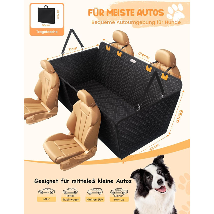 Захист для заднього сидіння авто Lamicall: міцна, вологостійка, для собак до 195 кг, захист від подряпин, підходить для авто та компактних SUV