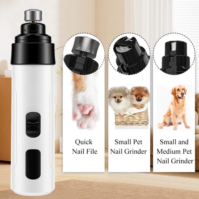 Електричний точилка для кігтів собак Profi Krallenschleifer, для всіх домашніх тварин, 2 швидкості, тихий, білий