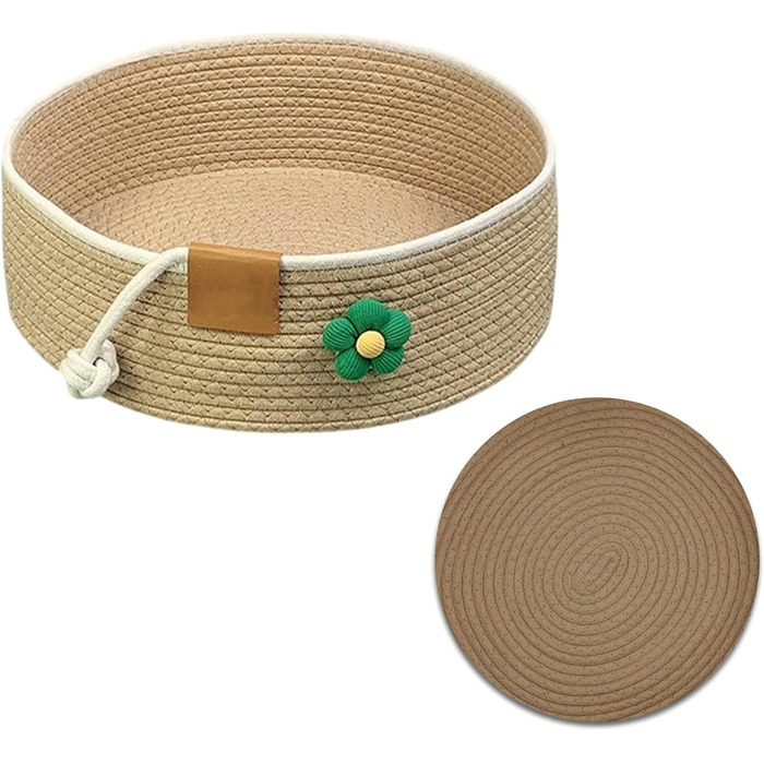 Тканинне ліжко для котів, 35 см в діаметрі, складаний кошик-гніздо, дихаюче ліжко для домашніх тварин, стійке до подряпин, універсальне котяче ліжко, хакі S