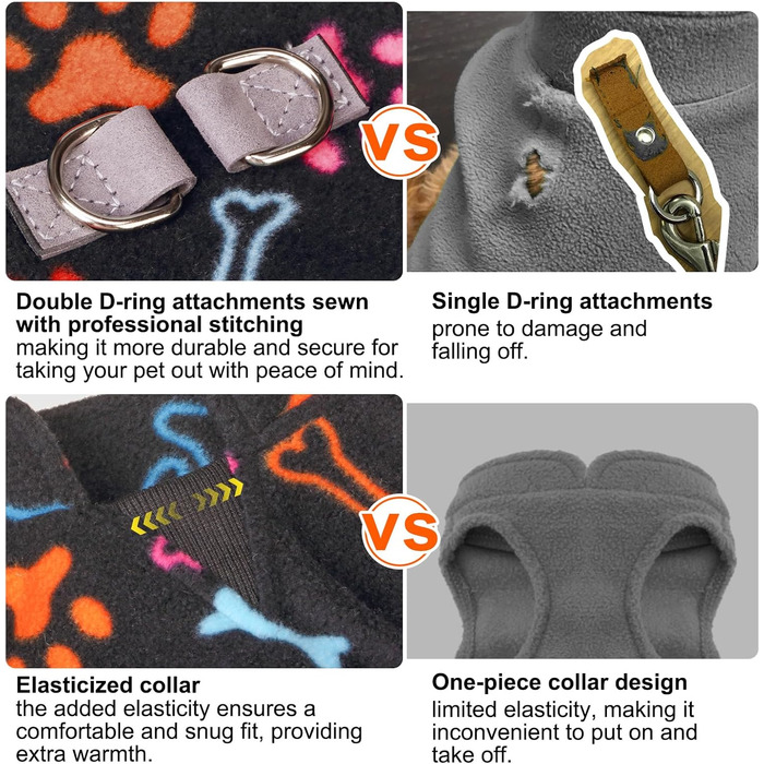 Теплий плед-жилет для собак BeautyZoo: флісова жилетка, зимова куртка, D-посилання для повідка, для малих, цуценят, середніх порід, тепле, вітронепроникне, білий буффало клітка (мотив лапок), XL (55.8 см)