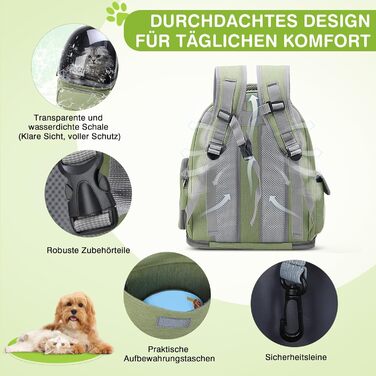 Рюкзак-переноска для котів та собак ALLSOPETS Bubble, до 7.5 кг, зелений