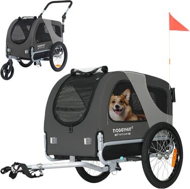 DOGGYHUT® Преміум причіп-візок для собак 2-в-1, велосипедний і біговий, для собак до 23 кг