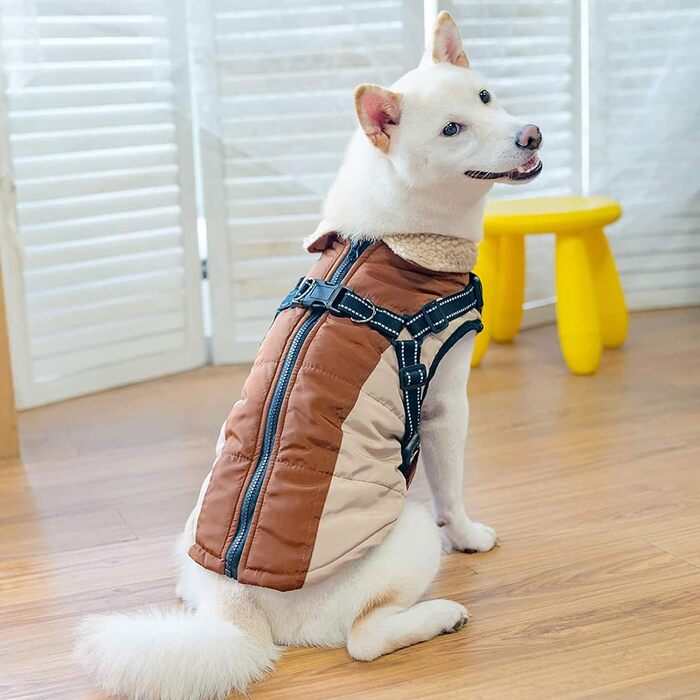 Зимовий теплий пуховик для собак середніх та великих порід, Khaki (M)