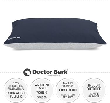 М'яке ліжко для собак великих порід Doctor Bark GreenLabel, зелене, знімний чохол, розмір M, колір: кобальт