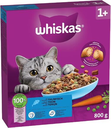 Сухий корм для дорослих котів Whiskas з тунцем, набір 5 x 800 г