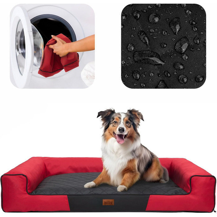 Килимок для собак XL (100x66 см) - червоний з чорною матрацом