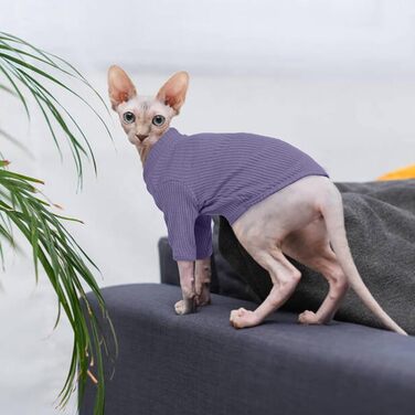 Тепла жилетка для безшерстних котів з високим коміром, фіолетового кольору (L)