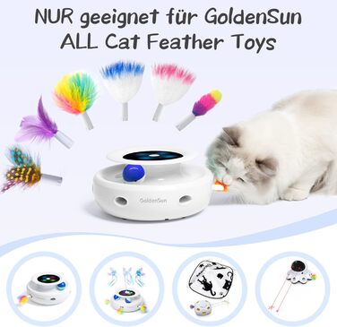 Іграшка для котів GoldenSun 3 в 1: електрична, інтерактивна, автоматична. Whack-A-Mole, метелик, м'ячик, USB, 6 насадок, A-Weiß (Y-12 шт.)