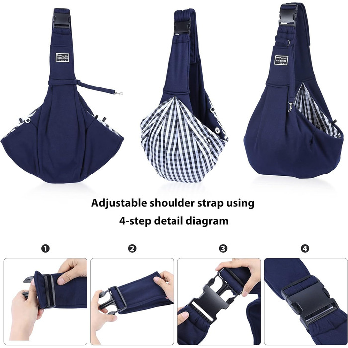 PETCUTE Сумка-переноска для собак до 7.5 кг, блакитна: регульований ремінь, зручна передня кишеня