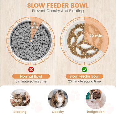 Антислизький годівниця для котів PETTOM з кераміки, повільний годівля, для котів та маленьких собак, білий