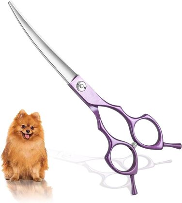Ножиці для собак 7 дюймів, вигнуті - професійні ножиці для грумінгу собак, котів та інших тварин з ергономічною ручкою та регульованим гвинтом