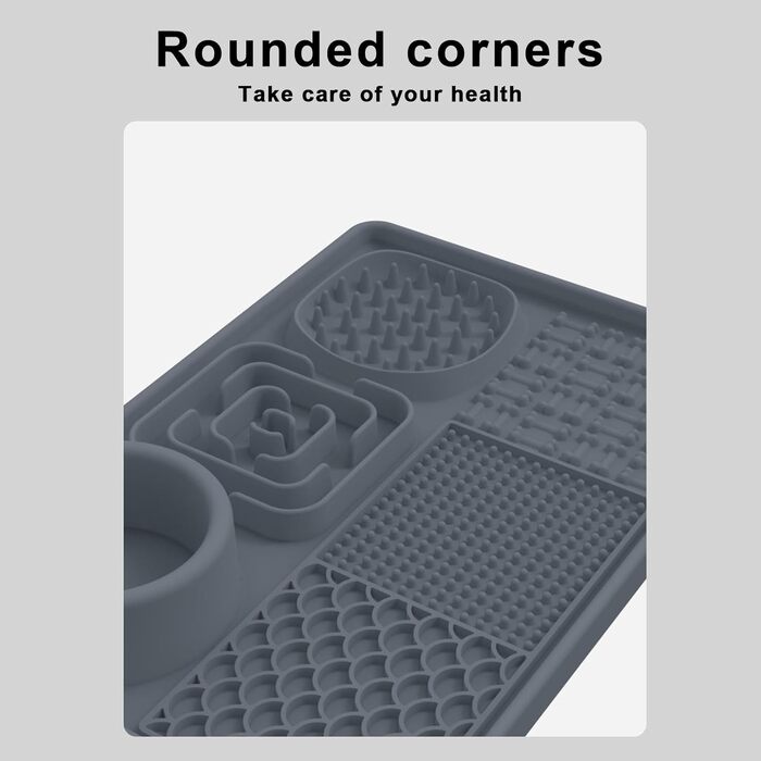 Килимок для собак і котів з силікону з присосками, антипригарний, для ласощів, сірий