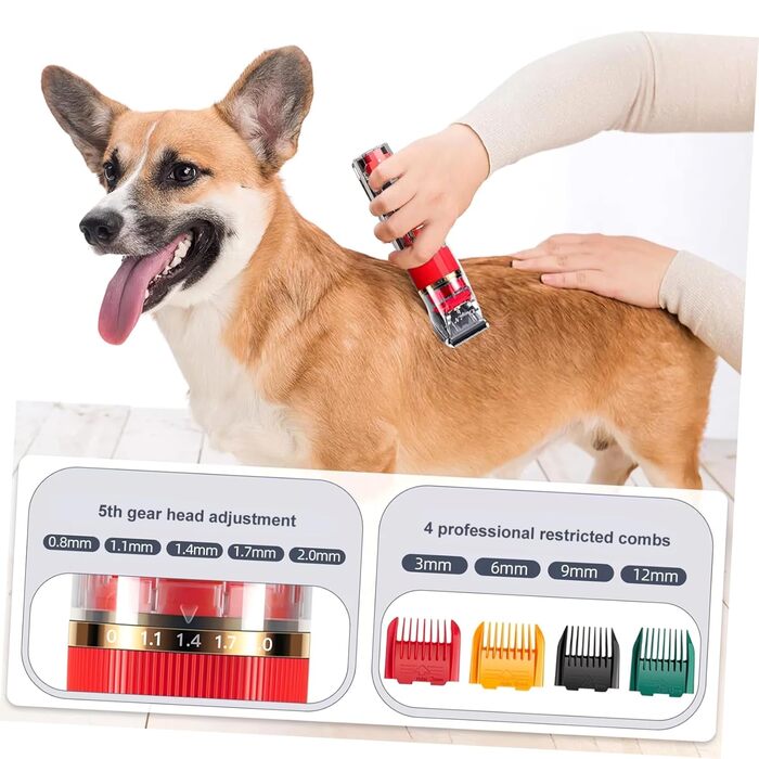 Набір для грумінгу собак POPETPOP: машинка для стрижки шерсті, акумулятор, бездротова, тиха, з аксесуарами та гребінцями (середній, червоний)