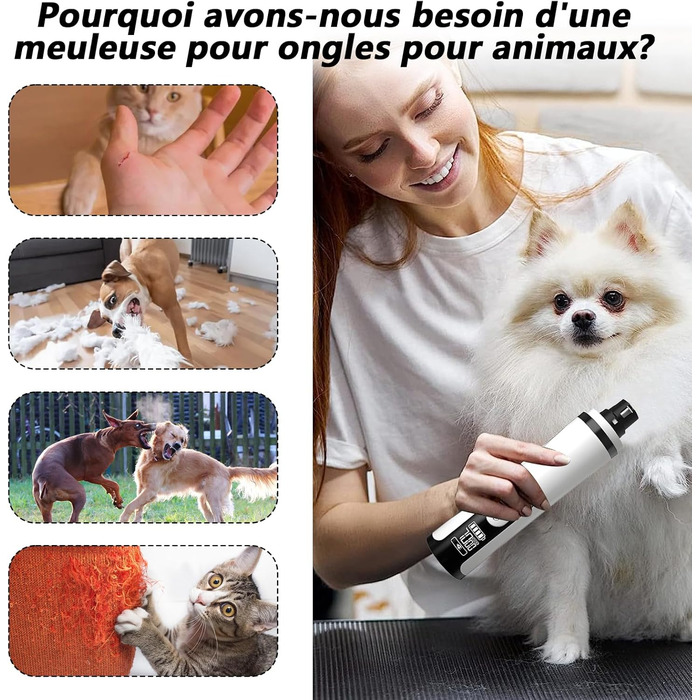 Електричний триммер для собак, котів та інших тварин з напилком, 2 LED-ліхтарики, 3 швидкості, безпечний