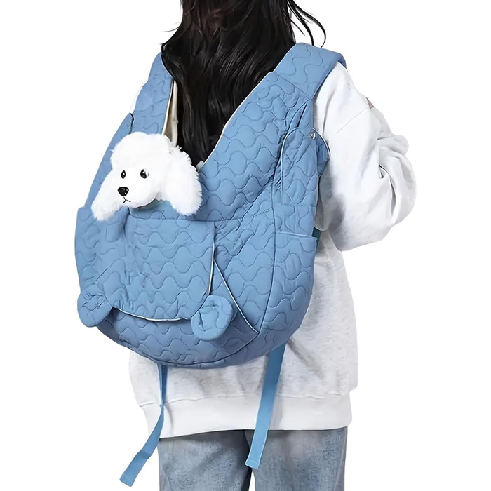 Рюкзак-переноска для собак та котів Ahuuen - дихаючий, м'який, для маленьких собак, кошенят, цуценят. Підходить для прогулянок, подорожей, кемпінгу, велопоїздок та шопінгу (Saphir)