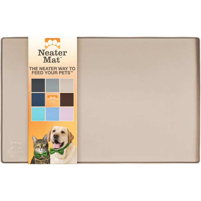 Силіконова підкладка під миску для собак і котів Neater Pet Brands, водонепроникна, захист підлоги, 40,6x25,5 см, капучино