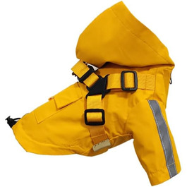Жовтий дощовик для собак з повним обляганням, регульованим шнурком, водонепроникний, з капюшоном, для малих та середніх собак, розмір XS (Обхват грудей 36 см)