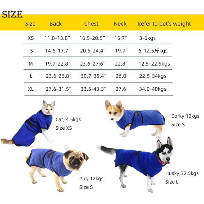 Рушник для собак BbearT® з мікрофібри, супер вбираючий, швидковисихаючий, для собак різних розмірів