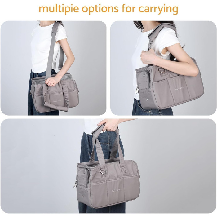 Сумка-переноска для собак та котів Maxetodo, маленька, сіра, 16 x 27 x 34 см