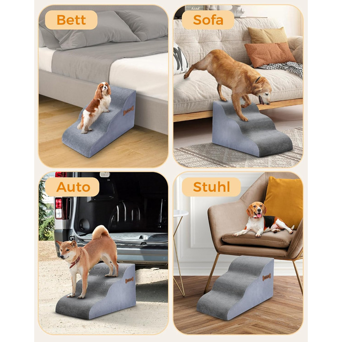 Сходинки для собак 5-ступінчасті, 60 см - для дивану та ліжка, з антиковзким покриттям. Ідеально для маленьких тварин та літніх котів з проблемами суглобів