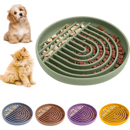 Повільний годівник для собак та котів, миска з силікону, пазл для здорового харчування, нековзна, для миття в посудомийній машині, сіро-зелений, без BPA