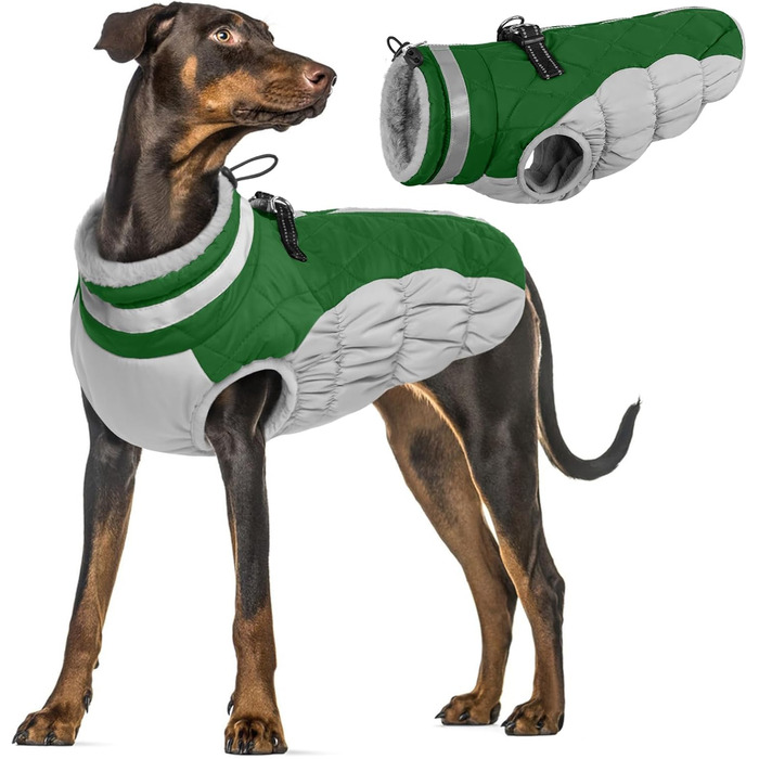 Водонепроникний зимовий одяг для собак, тепла жилетка, одяг для собак, вітрозахисний пуховик, флісова жилетка-гетр для собак, зелений, XL