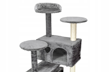 Високий котячий комплекс-драпак Funfit, сірий, 101-160 см, 7 рівнів, сизаль