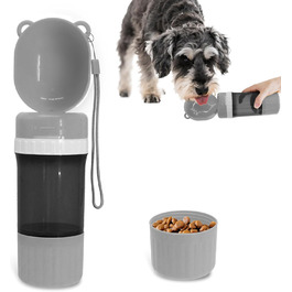 PawSailor 2-в-1 Поїлка та Контейнер для Корму для Тварин - 4 літри води + 500 г корму, Безвитікаюча Подорожня Поїлка-Миска для Собак, для Прогулянок, Походів, кемпінгу, Сіра