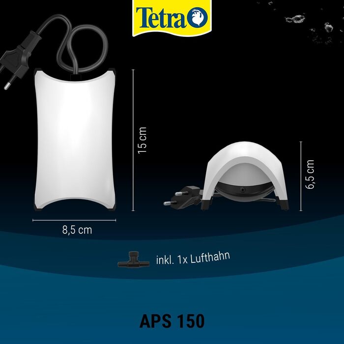 Tetra APS 300 тиха мембранна помпа для акваріумів 120-300 л, біла