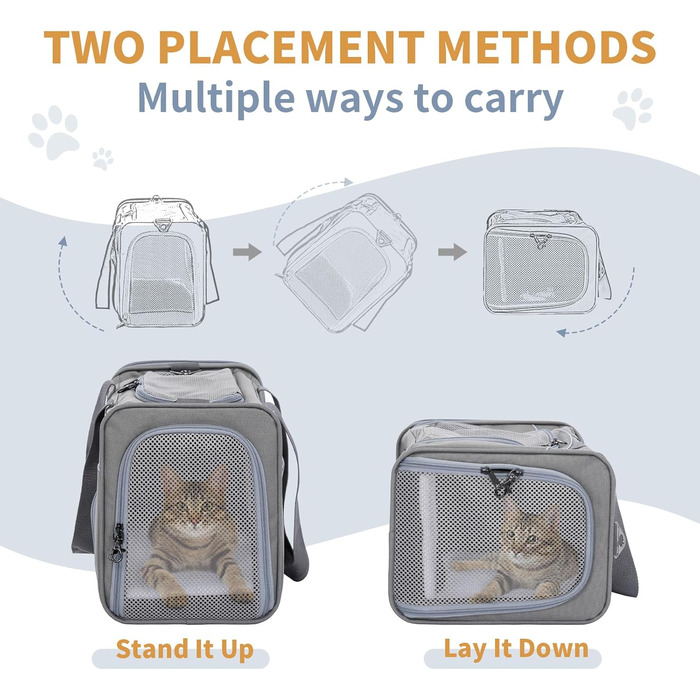 Транспортна сумка Petsfit для котів та собак | Авіапереліт, авто та поїзд | Сірий колір, Small