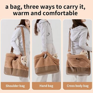 Транспортна сумка для котів та собак | Водонепроникна сумка-переноска | З фіксатором ременем безпеки | Для маленьких та середніх порід | Колір: коричневий