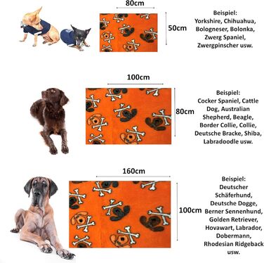 Лежанка для собак Elropet Premium 30mm, неслизька, S/M/L, для маленьких та великих собак, Vet Bed, найвища якість (S 80x50 см, кістка помаранчевого кольору)