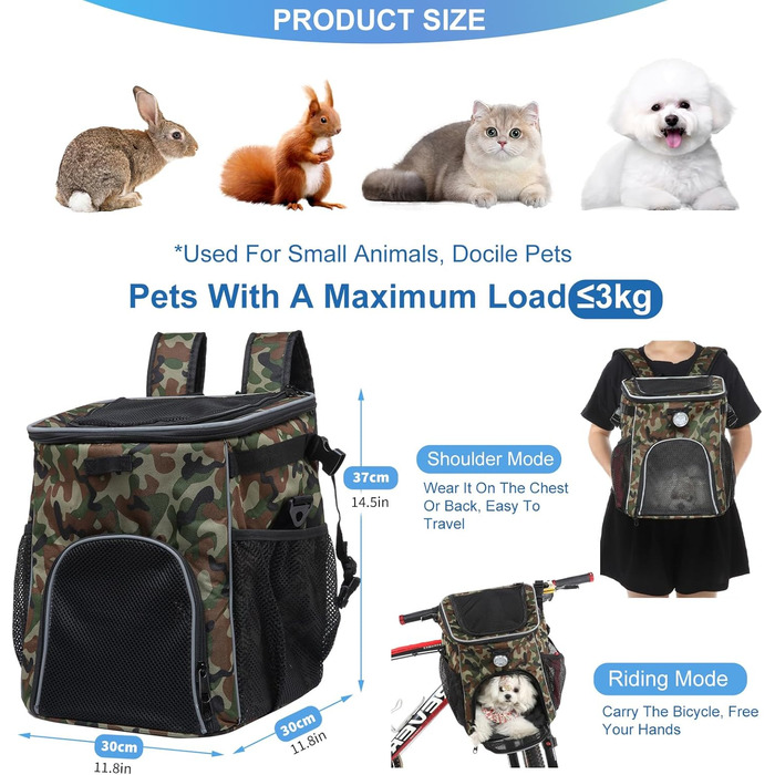 PETCUTE Фарбований велосипедний кошик для собак і котів, складаний кошик для собак на велосипеді спереду з бічними кишенями, дихаючий велосипедний кошик спереду для маленьких і середніх собак з світловідбиваючими смугами та світлом (Оливковий)