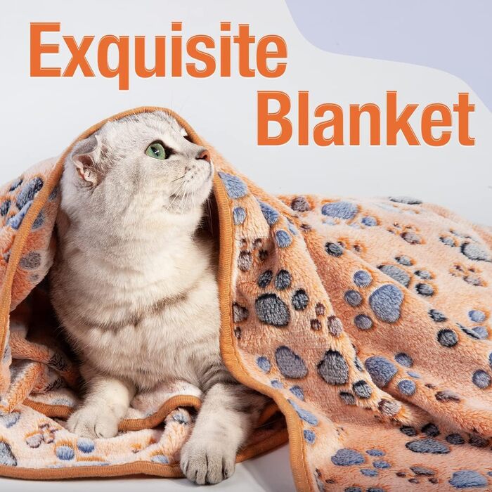 М'яка ковдра для домашніх тварин: собак, котів, цуценят. Легка, тепла, миється. Розмір M, з принтом лапки