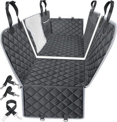 Захист для сидіння автомобіля URPOWER 6-в-1 для собак, водовідштовхувальний, з сіткою та бічною застібкою, чорний A