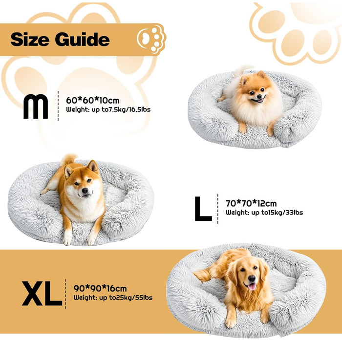 Ортопедичне ліжко для собак середнього розміру, знімний та миючий чохол, м'яке ліжко-подушка для собак та котів, C-подібної форми (Сірий, XXL-90)