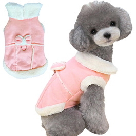 Теплий зимовий одяг для собак Jecikelon: рожевий, XS, з коміром-гетром, з підкладкою з флісу, з кільцем для повідка