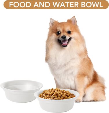 Набір керамічних мисок для собак Havniva (16 см) - 2 шт. (корм та вода), для маленьких та середніх порід, широка горловина, з заокругленим краєм, матово-білий колір