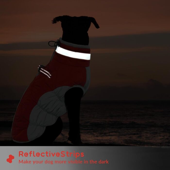 Водонепроникний зимовий теплий одяг для собак: куртка, жилет, пуховик, светр з кільцями D (червоний, 2XL) XXL Червоний