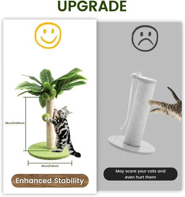 Котячий будиночок Pawlickio з когтеточкою, зелені листки, когтеточки з сизалевого мотузка, котячі стовпчики для дому, котячі комплекси