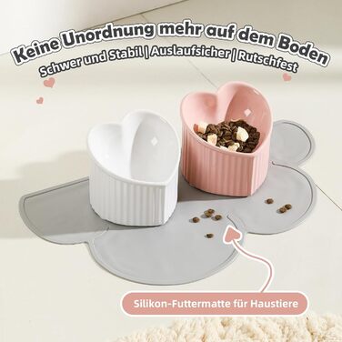 Набір мисок для котів Katzennapf Set: керамічні, підняті, з антиковзною підкладкою, зелені та темно-зелені (рожеві та білі)